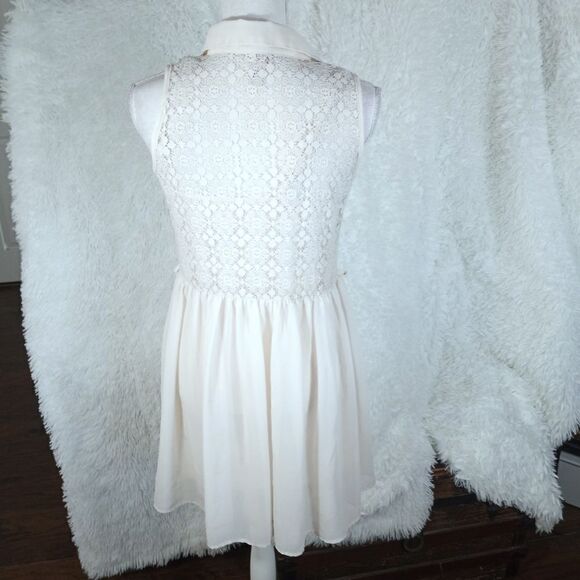 DRESS CLUB CREAM LACE SHIRT DRESS W/CAMI DRESS SZ.L EUC - Picture 6 of 9